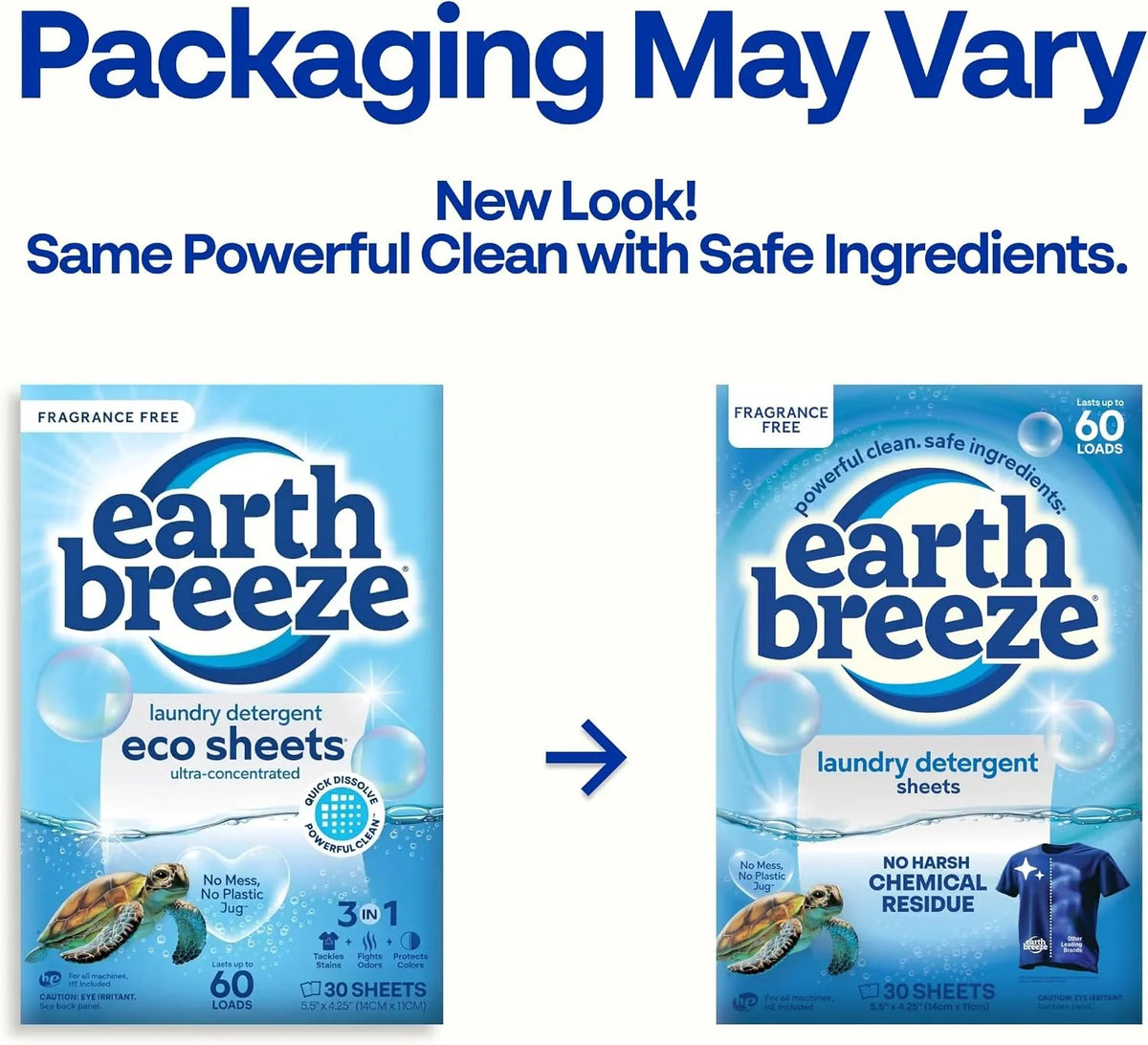 Earth Breeze Laundry Detergent Sheets Fragrance-Free 60 Loads